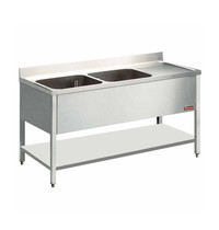 Diamond Spoeltafel | 2 Kuipen 400x400x275(h)mm + 1 Druipvlak | 1400x600x880/900(h)mm