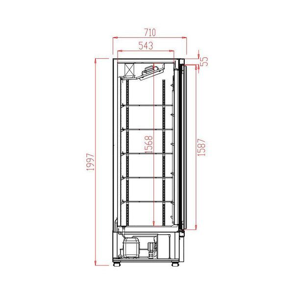 Koelkast | 2025L | Wit | 0°C/+10°C | Geforceerd | 1.43kW | Klapdeuren | Wielen (Geremd) | 2508x710x1997(h)mm