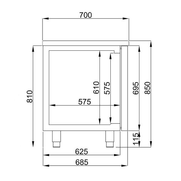 Koelwerkbank | ENERGY LINE | 632L | 12 Laden (1/1 GN) | -2°C/+8°C | Geforceerd | 2330x700x850(h)mm