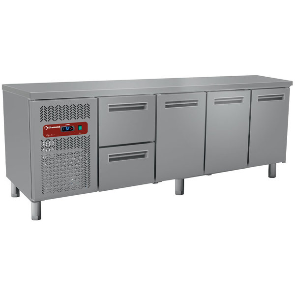 Koelwerkbank | 550L | 3 Deuren + 2 Laden (1/1 GN) | 0°C/+8°C | Geventileerd | 2250x700x880/900(h)mm
