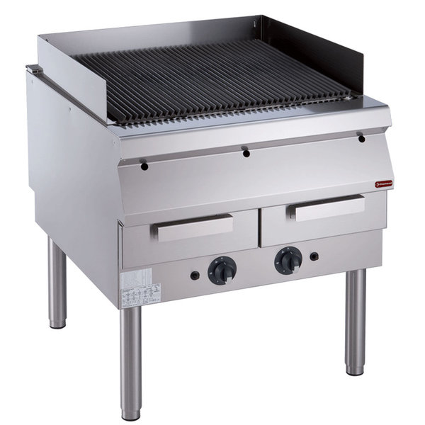 Stoomgrill | Met Onderstel | Met Gietijzeren Rooster | 22kW | Bakplaat 350x640mm | 800x900x850/920(h)mm