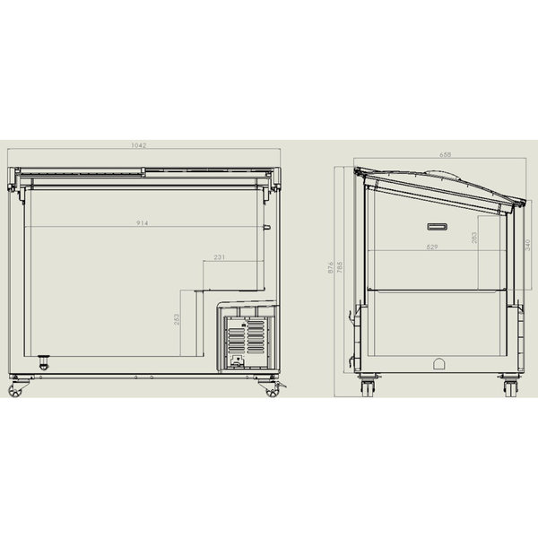 Vrieskist | 297L | Wit | -18°C/-24°C | Statisch | Schuifdeksels | 1043x659x879(h)mm