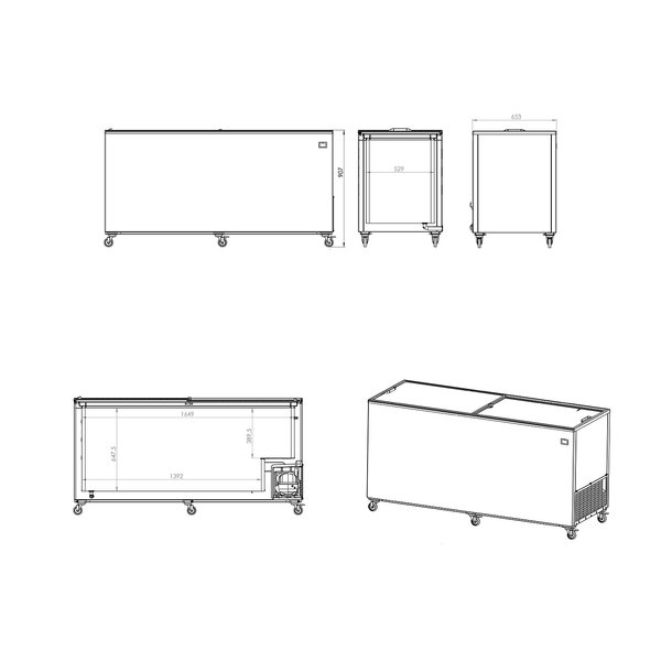 Vrieskist | 582L | Wit | -14°C/-24°C | Statisch | Schuifdeksels | 1772x653x904(h)mm