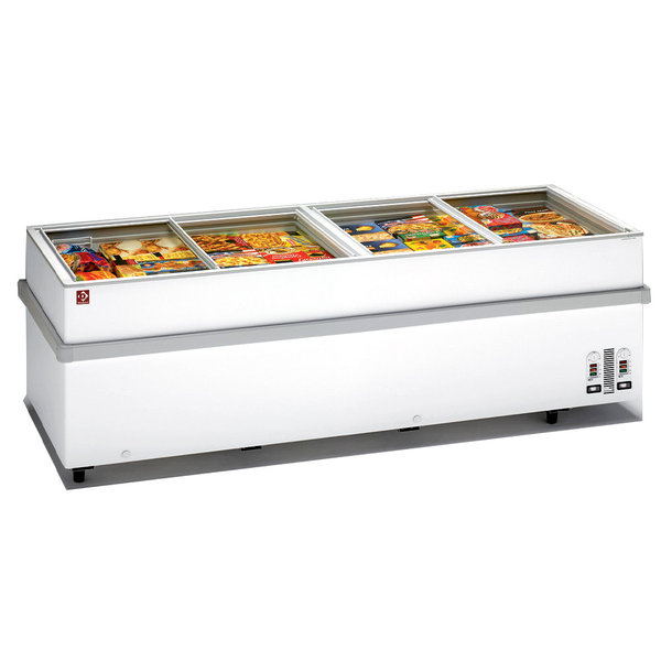 Supermarkt Vrieskist | 1100L | Wit | -15°C/-23°C | Geforceerd | Schuifdeksels | 2 Zones (Apart Instelbaar) | 2500x860x780(h)mm