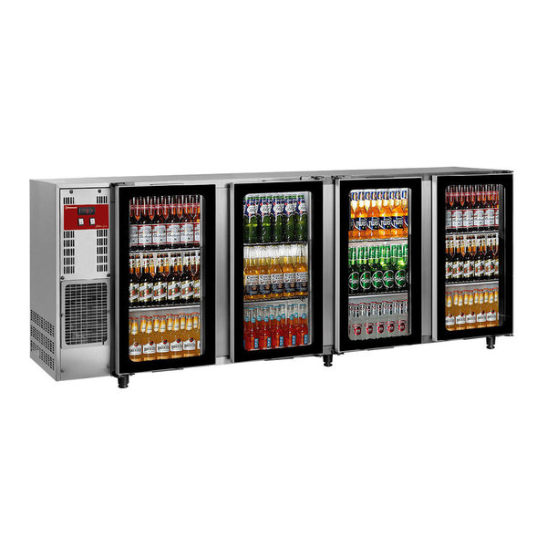 Flessenkoeler RVS + 4 Glazen Deuren 783L | 230V | Geventileerd | 2675x565x890/905(h)mm