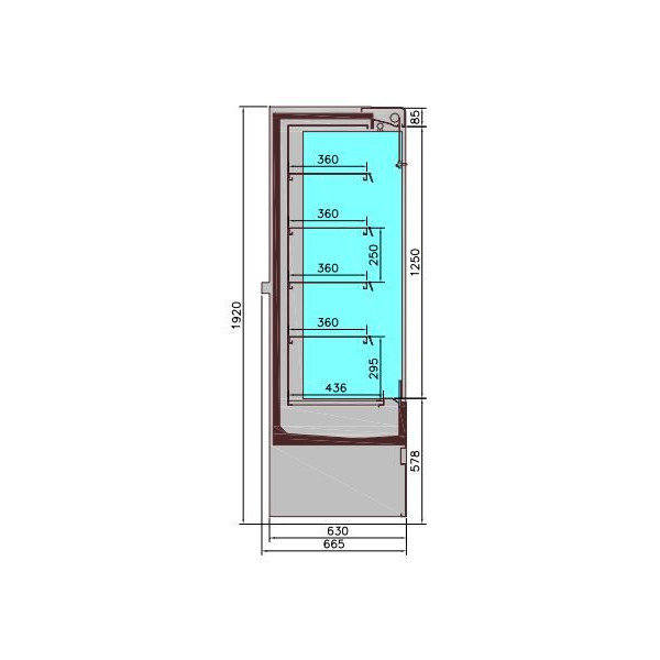 Wandkoeling | JAMIE | Zwart | +2°C/+4°C | Geforceerd | 5 Schappen | 1.52kW | Intern Nachtgordijn | 1510x665x1920(h)mm