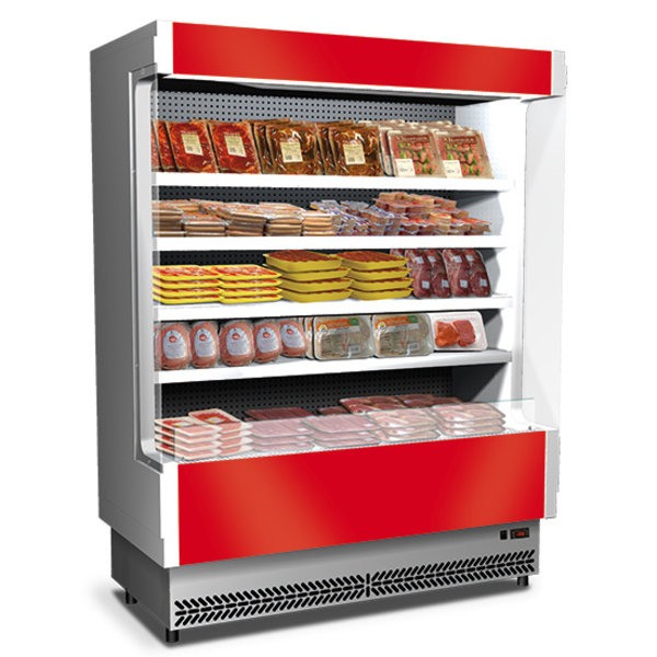 Wandkoeling | VULCANO | Grijs/Rood | 0°C/+2°C | Geventileerd | 5 Schappen | 4.2kW | Intern Nachtgordijn | 2080x800x2040(h)mm