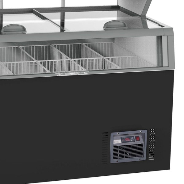 Wandcombinatie (Koel/Vries) | Zwart | 0°C/+10°C | -18°C | Geforceerd | 3 Schappen | 0.91kW | Schuifdeksels + Glasdeuren | 1454x890x2110(h)mm