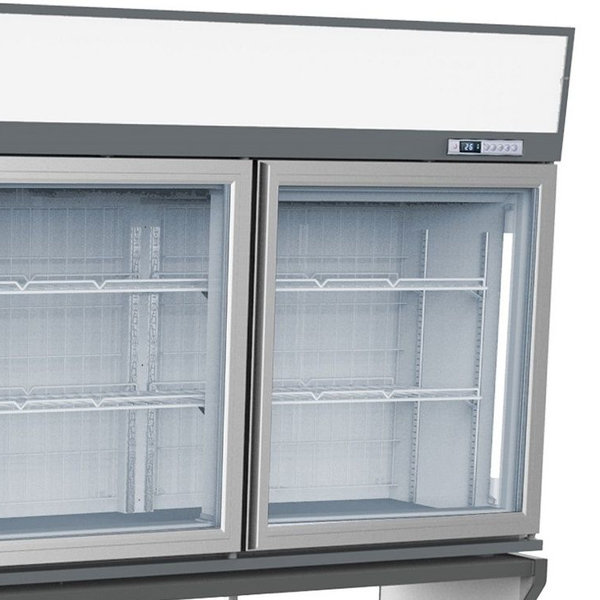 Wandcombinatie (Koel/Vries) | Wit | 0°C/+10°C | -18°C | Geforceerd | 3 Schappen | 1.27kW | Schuifdeksels + Glasdeuren | 2104x890x2110(h)mm