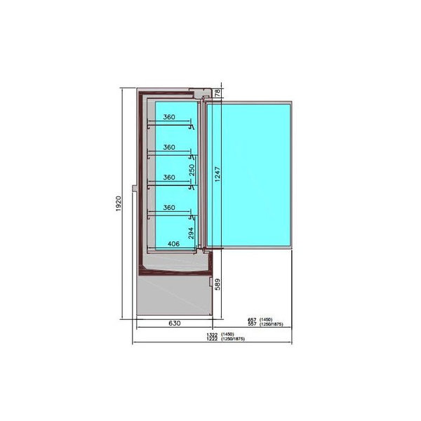 Wandkoeling | JAMIE | Zwart | +2°C/+4°C | Geforceerd | 5 Schappen | 2.3kW | Klapdeuren | 1935x665x1920(h)mm