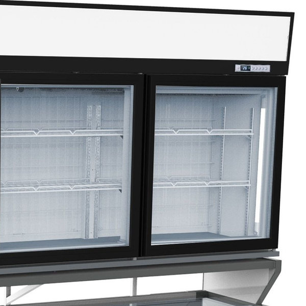 Wandvriezer | Zwart | -18°C | Geforceerd | 3 Schappen | 1.29kW | Schuifdeksels + Glasdeuren | 2104x890x2110(h)mm