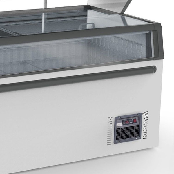 Wandvriezer | Wit | -18°C | Geforceerd | 3 Schappen | 1.32kW | Schuifdeksels + Glasdeuren | 2102x890x2110(h)mm