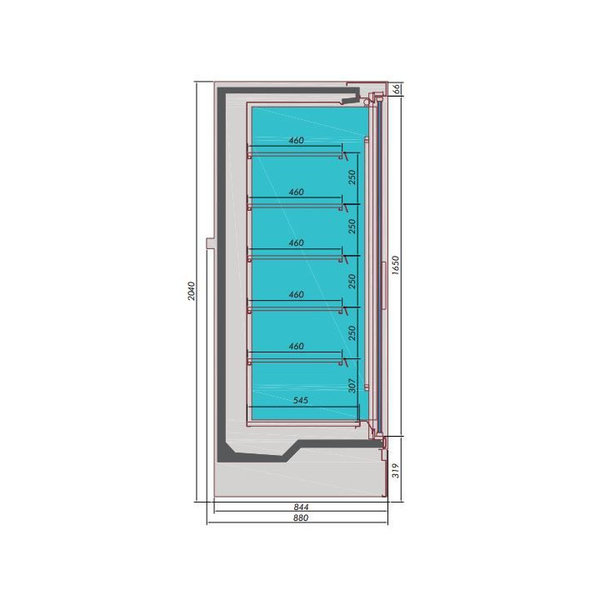 Wandkoeling | MIKE | Zwart | -1°C/+5°C | Geforceerd | 6 Schappen | 0.44kW | Klapdeuren | 1935x880x2040(h)mm