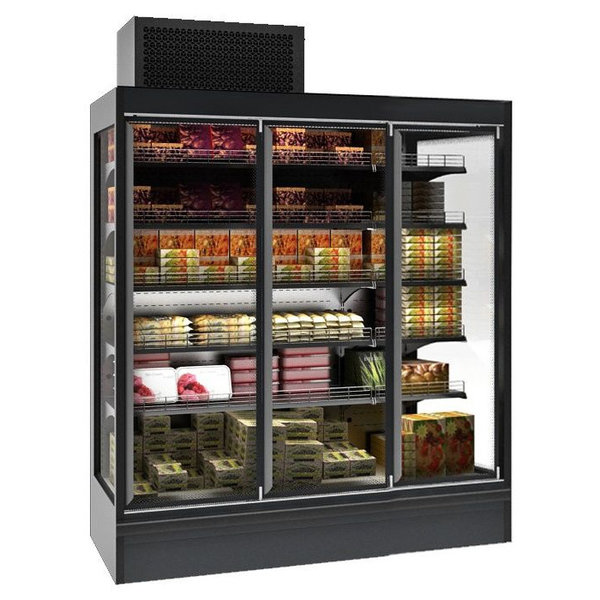 Wandkoeling | MAX | Zwart | -1°C/+7°C | Geforceerd | 6 Schappen | 2.7kW | Klapdeuren | Incl. Losse Koelmotor | 1875x975x2210/2600(h)mm