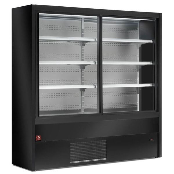 Wandkoeling | PADOVA | Zwart | +3°C/+6°C | Geforceerd | 4 Schappen | 0.84kW | Schuifdeuren | 1500x570x2000(h)mm