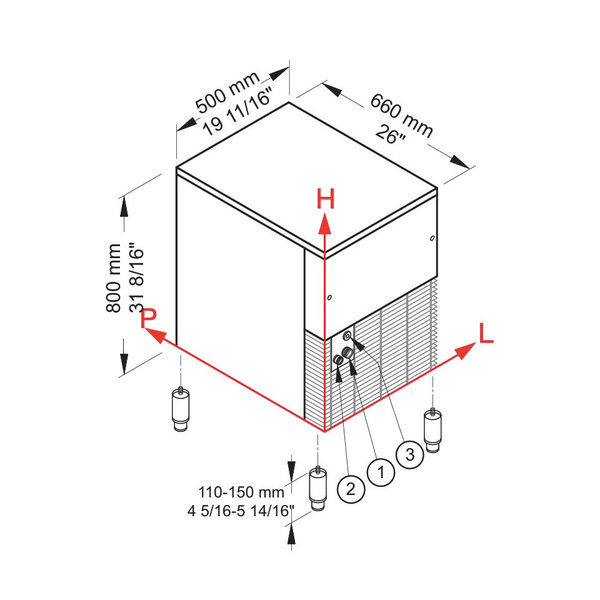 Schilferijsmachine | 90kg/24h | Voorraad 30kg | Luchtgekoeld | 500x660x800(h)mm