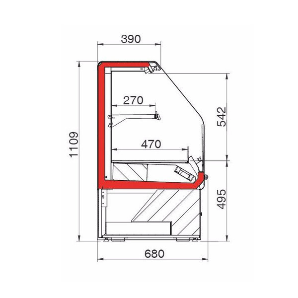 Wandkoeling | GENIUS2 S | Wit | +2°C/+4°C | Geventileerd | 2 Schappen | Intern Nachtgordijn | 580x680x1109(h)mm