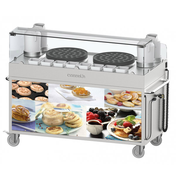 Poffertjes-Trolley | RVS | 2 Bakplaten (Ø400mm) | 5.4kW | 1516x625x1150(h)mm