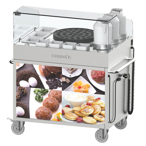 Poffertjes-Trolley | RVS | 1 Bakplaat (Ø400mm) | 2.7kW | 1036x675x1150(h)mm