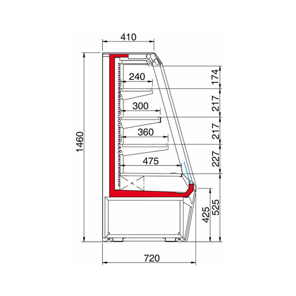 Wandkoeling | GENIUS2 | Grijs | Voor Externe Koelunit | 4 Schappen | Intern Nachtgordijn | 710x720x1460(h)mm