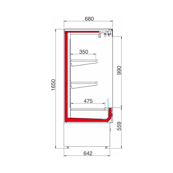 Wandkoeling | SWAN | Grijs | +2°C/+4°C | Geventileerd | 3 Schappen | Intern Nachtgordijn | 977x680x1650(h)mm