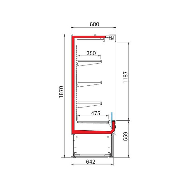 Wandkoeling | SWAN | Grijs | +2°C/+4°C | Geventileerd | 4 Schappen | Intern Nachtgordijn | 1915x680x1870(h)mm