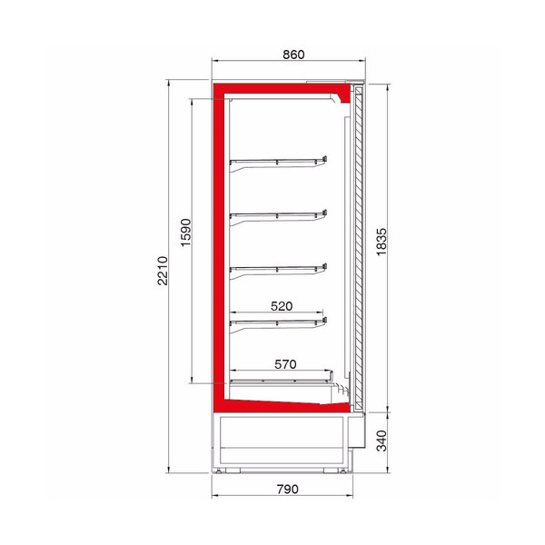 Wandvriezer | VISION | Grijs | -18°C/-25°C | Geforceerd | 5 Schappen | Koppelbaar | Klapdeuren | 1915x895x2210(h)mm
