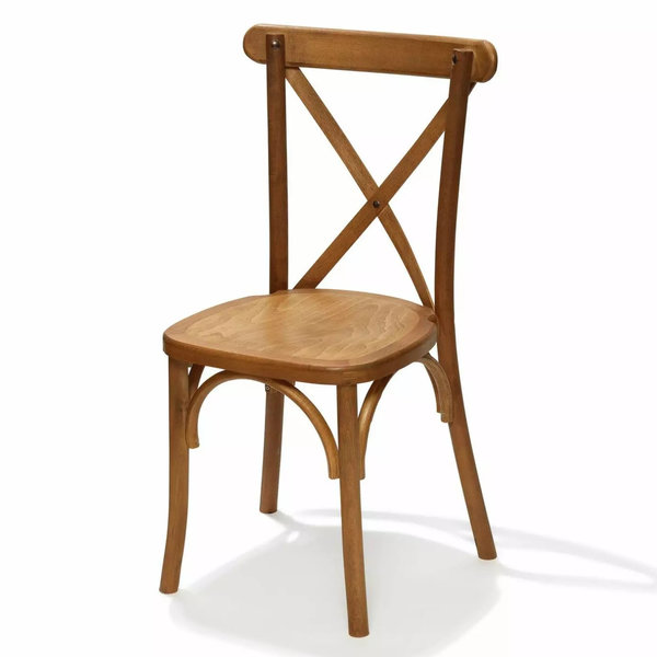 Stoel Crossback | Lichtbruin | Massief Hout | Stapelbaar | 480x470x880(h)mm
