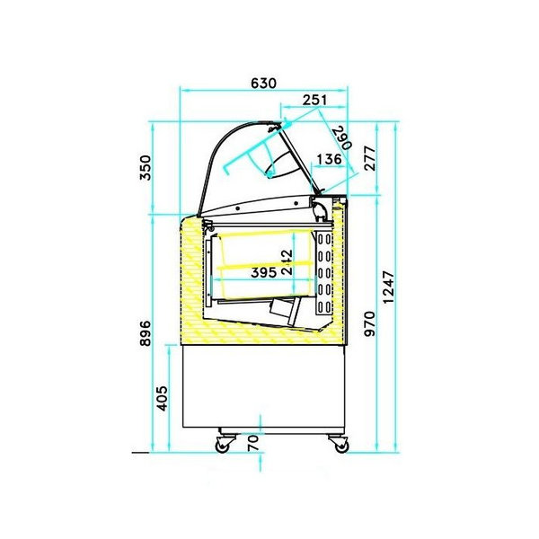 Schepijsvitrine | FIJI | 218L | 4x 5L | -14°C/-16°C | Geforceerd | Gekoelde Reserve | Wielen | 824x630x1247(h)mm