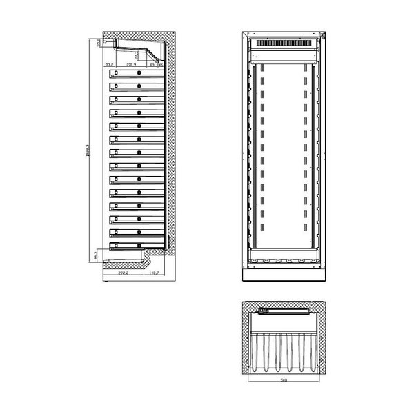 Wijnkoelkast | 325L | 115 flessen | Geforceerd | 595x570x1780(h)mm