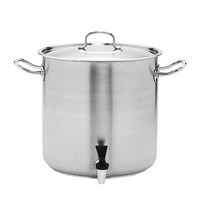 Pujadas Kookpan | RVS | 16.5L | Div. Warmtebronnen | Incl. Deksel | Aftapkraan | Ø280x280(h)mm 