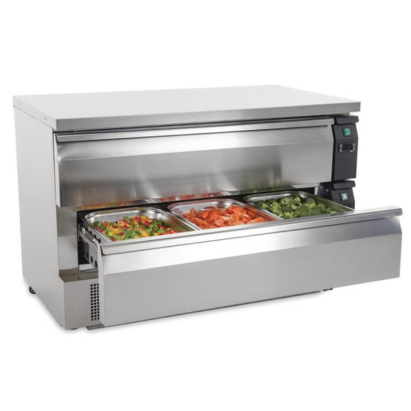 Koel-/Vrieswerkbank | 265L | 2 Laden (6x 1/1 GN) | -10°C/-20°C & -2°C/+10°C | Geforceerd | Wielen (Geremd) | 1230x700x870(h)mm