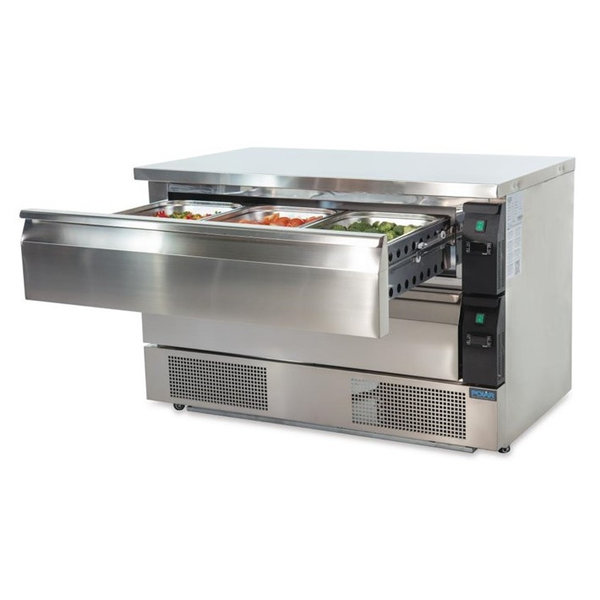 Koel-/Vrieswerkbank | 265L | 2 Laden (6x 1/1 GN) | -10°C/-20°C & -2°C/+10°C | Geforceerd | Wielen (Geremd) | 1230x700x870(h)mm