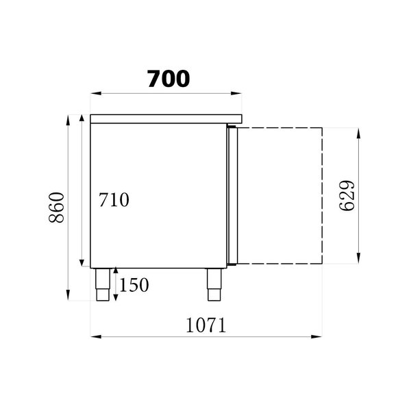 Koelwerkbank | 282L | 2 Deuren (1/1 GN) | +2°C/+8°C | Geforceerd | 0.34kW | 1360x700x850(h)mm
