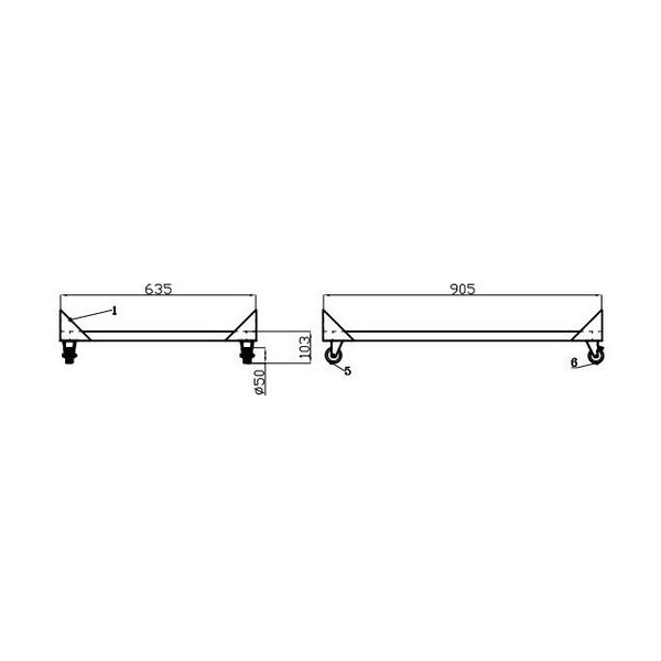 Verhogingsonderstel + Wielen | CombiSteel Koelwerkbanken (2 Deuren) | Hoogte 103mm