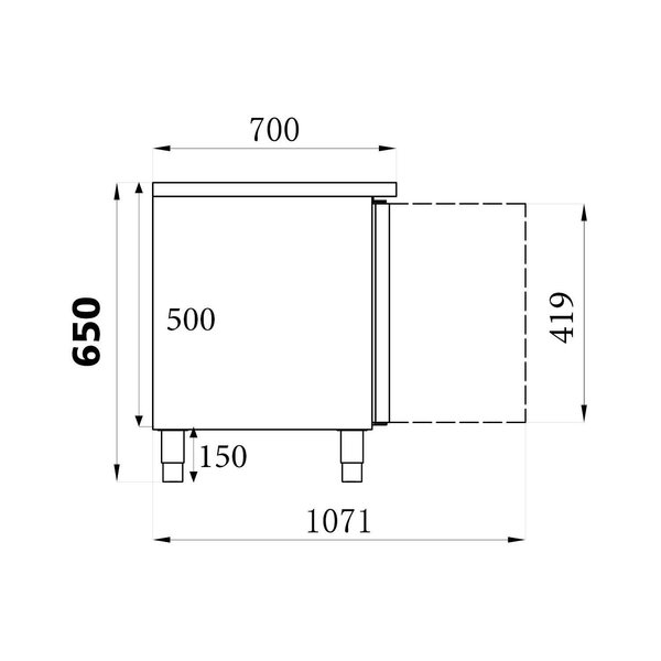 Koelwerkbank | Laag Model | 157L | 2 Deuren (1/1 GN) | +2°C/+8°C | Geforceerd | 0.34kW | 1360x700x650(h)mm