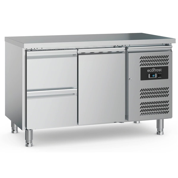 Koelwerkbank | 282L | 1 Deur (1/1 GN) + 2 Laden | +2°C/+8°C | Geforceerd | 1360x700x850(h)mm