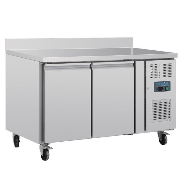 Koelwerkbank | 282L | 2 Deuren (1/1 GN) | -2°C/+5°C | Geforceerd | 0.35kW | Wielen (Geremd) | Achteropstand | 1360x700x960(h)mm