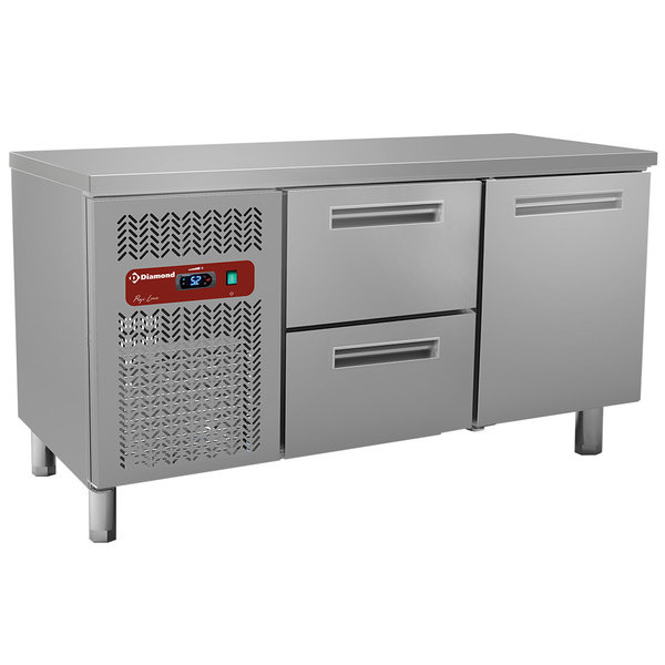 Koelwerkbank | 245L | 1 Deur + 2 Laden | 0°C/+8°C | Geventileerd | 0.36kW | 1500x600x880/900(h)mm