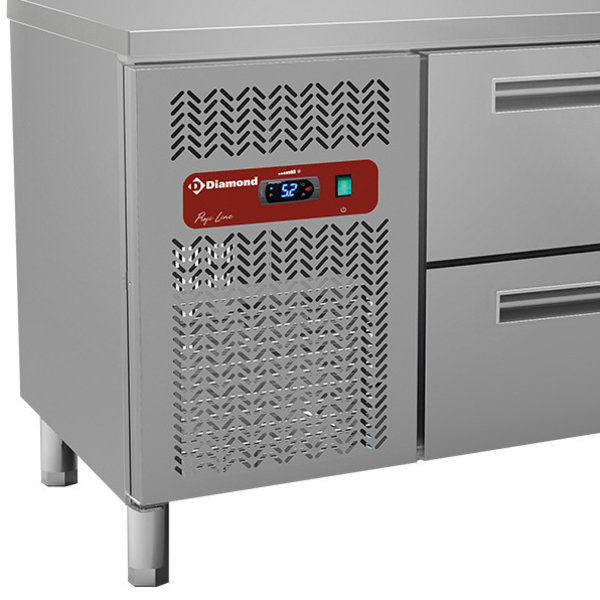 Koelwerkbank | 245L | 1 Deur + 2 Laden | 0°C/+8°C | Geventileerd | 0.36kW | 1500x600x880/900(h)mm