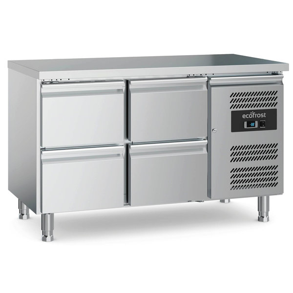 Koelwerkbank | 282L | 4 Laden | +2°C/+8°C | Geforceerd | 1360x700x850(h)mm