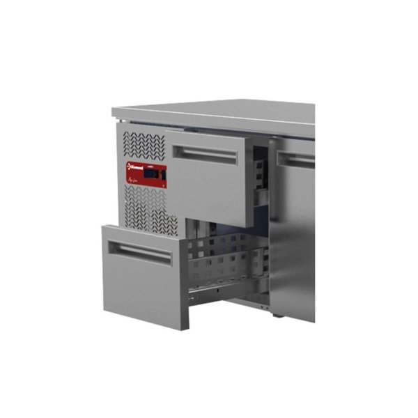 Koelwerkbank | 260L | 1 Deur + 2 Laden (1/1 GN) | 0°C/+8°C | Geventileerd | 0.36kW | 1350x700x880/900(h)mm