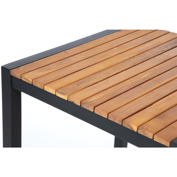 Statafel | Hout/Staal | Acaciahout Blad | Zwart Frame | In-/Outdoor | 600x600x1000(h)mm