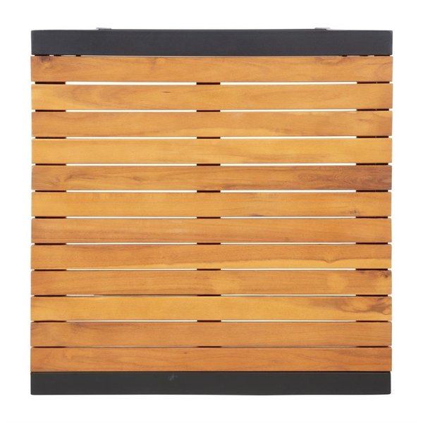 Statafel | Hout/Staal | Acaciahout Blad | Zwart Frame | In-/Outdoor | 600x600x1000(h)mm