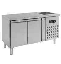 CombiSteel Koelwerkbank | 258L | 2 Deuren (1/1 GN) | -2°C/+8°C | Geforceerd | 0.35kW | Spoelbak | 1510x700x860(h)mm