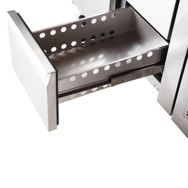 Koelwerkbank | 282L | 1 Deur + 2 Laden (1/1 GN) | -2°C/+5°C | Geforceerd | 0.35kW | Wielen (Geremd) | 1360x700x850(h)mm