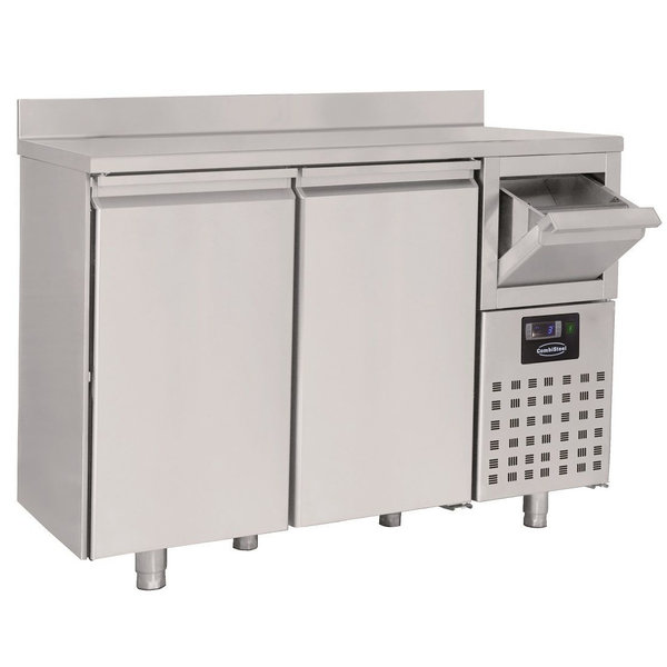 Koffie-Koelwerkbank | 550L | 2 Deuren (1/1 GN) + Afkloplade | -2°C/+8°C | Geforceerd | Achteropstand | 1580x600x1050/1150(h)mm