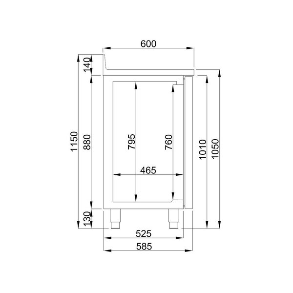 Koffie-Koelwerkbank | 550L | 2 Deuren (1/1 GN) + Afkloplade | -2°C/+8°C | Geforceerd | Achteropstand | 1580x600x1050/1150(h)mm