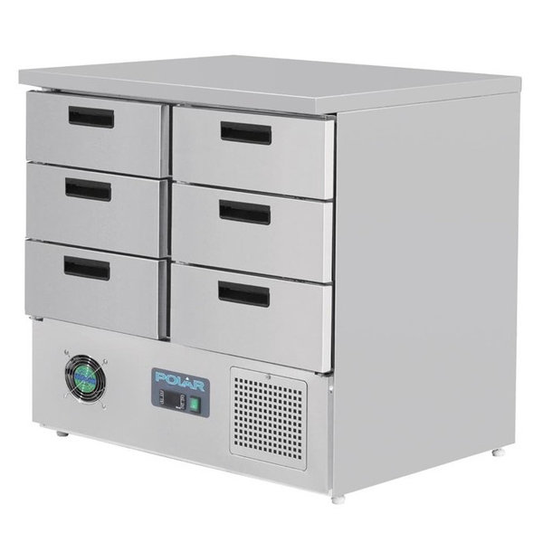 Koelwerkbank | 240L | 6 Laden (1/1 GN) | +2°C/+8°C | Geventileerd | 0.16kW | 903x700x850(h)mm