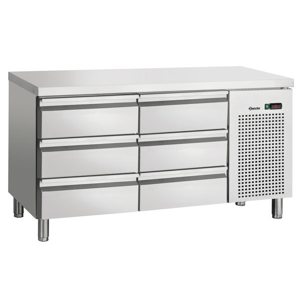 Koelwerkbank | 200L | 6 Laden (1/1 GN) | 0°C/+10°C | Geforceerd | 0.35kW | 1342x700x850/900(h)mm